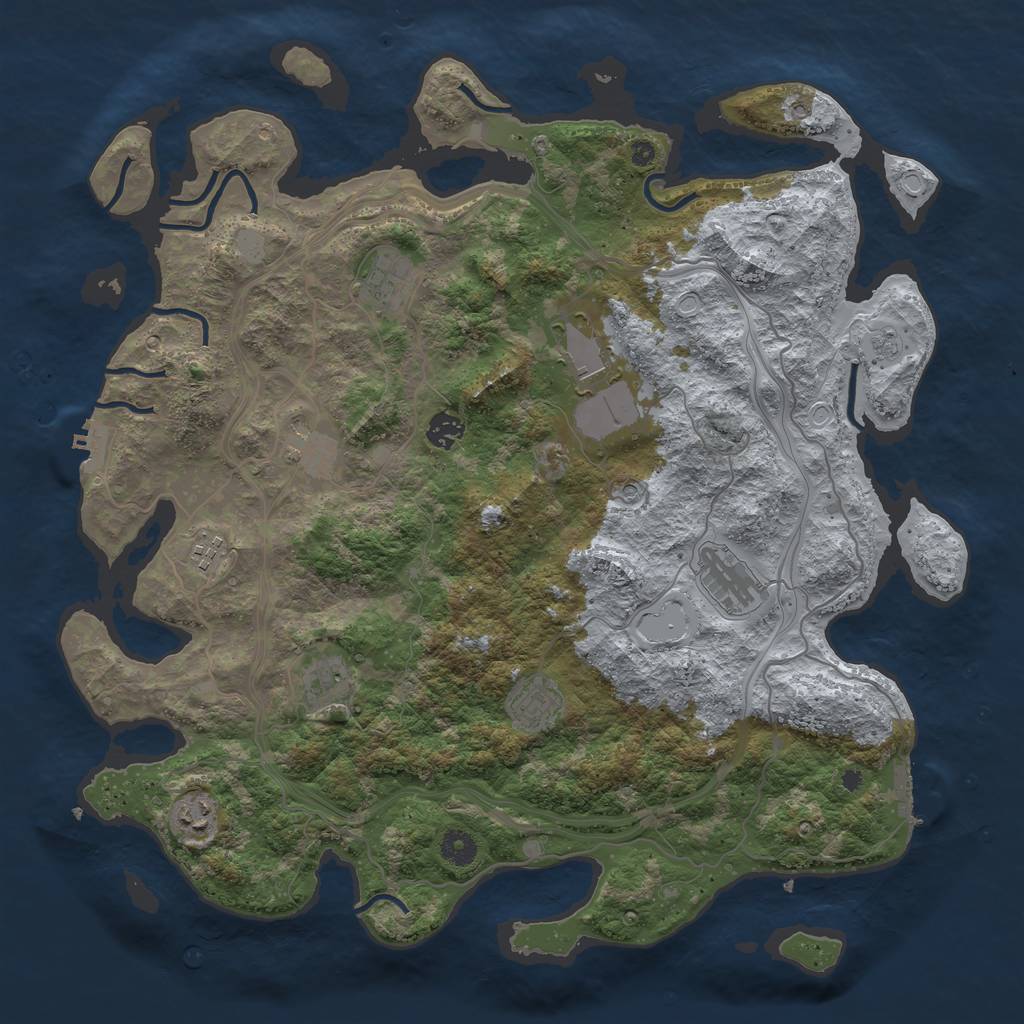 Rust Map: Procedural Map, Size: 4250, Seed: 2091962487, 18 Monuments