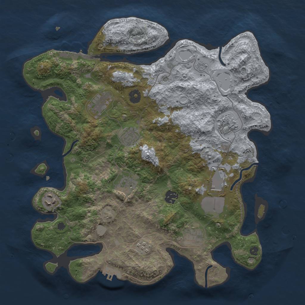 Rust Map: Procedural Map, Size: 3500, Seed: 24024275, 16 Monuments