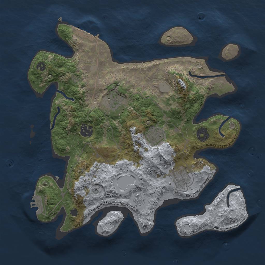 Rust Map: Procedural Map, Size: 3000, Seed: 1146502184, 13 Monuments