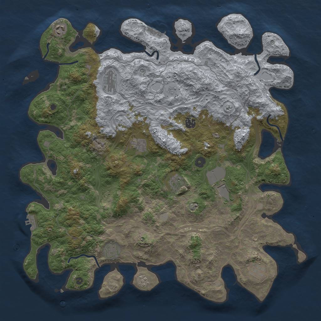 Rust Map: Procedural Map, Size: 4500, Seed: 37340, 18 Monuments