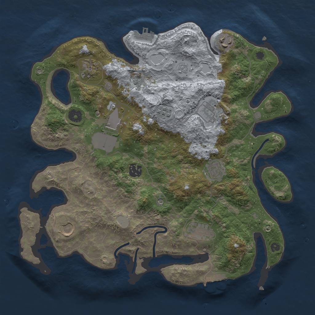 Rust Map: Procedural Map, Size: 3500, Seed: 45421, 18 Monuments