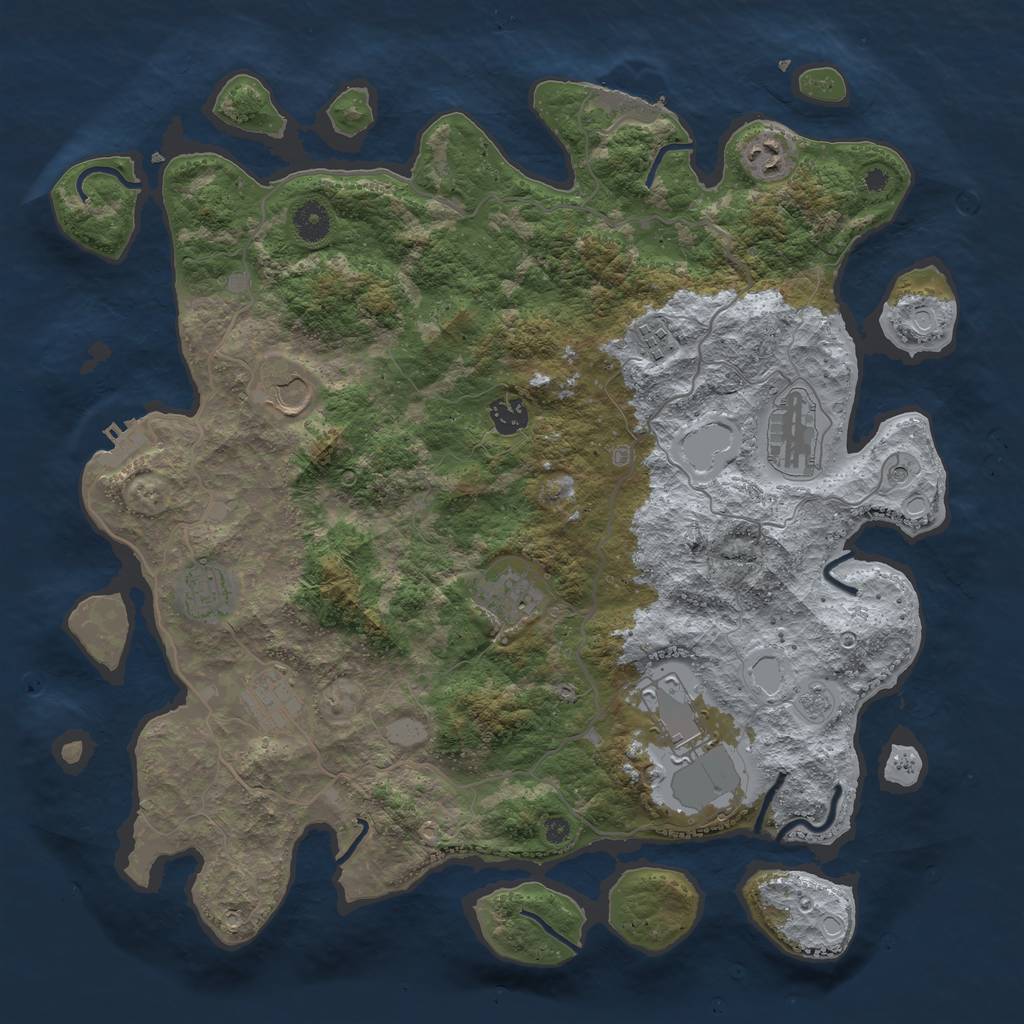 Rust Map: Procedural Map, Size: 4050, Seed: 1349931766, 18 Monuments