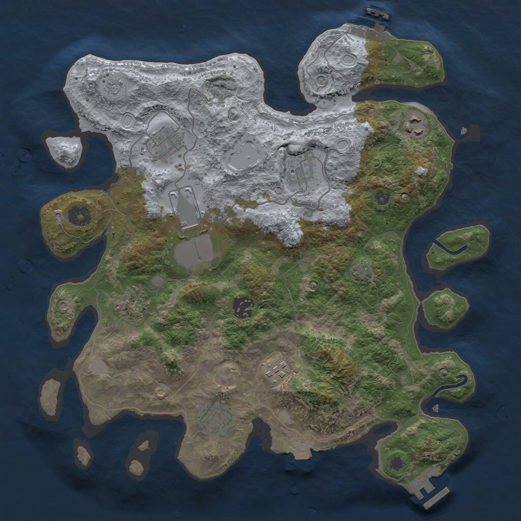 Rust Map: Procedural Map, Size: 3500, Seed: 91527, 14 Monuments