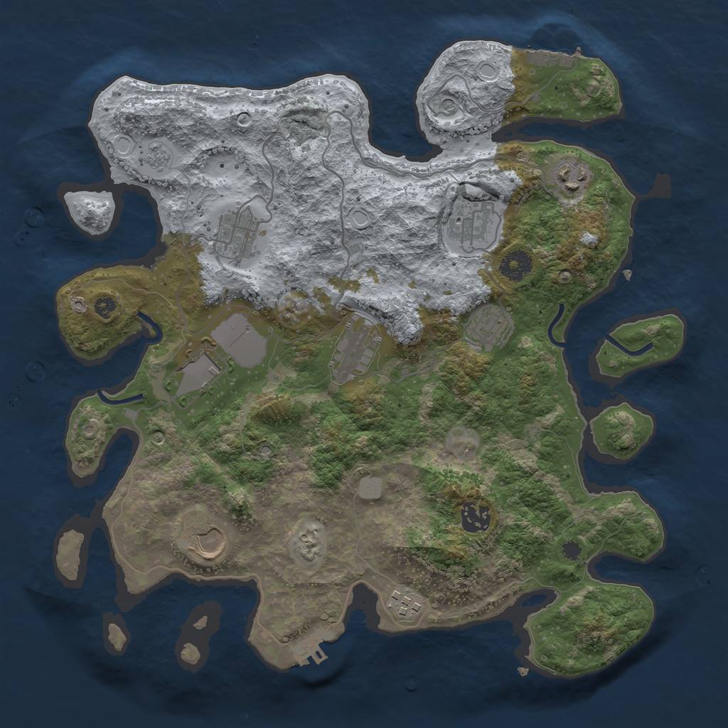 Rust Map: Procedural Map, Size: 3500, Seed: 91527, 18 Monuments