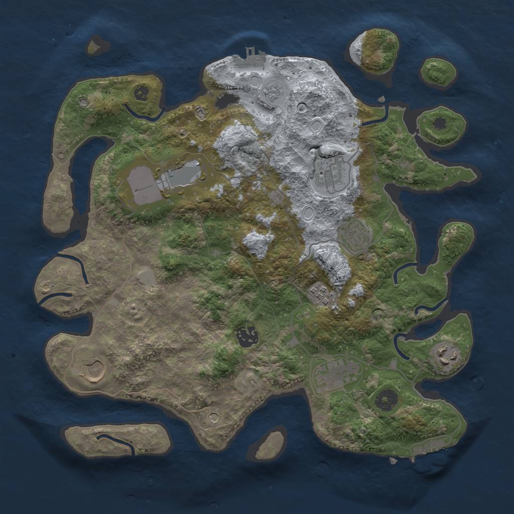 Rust Map: Procedural Map, Size: 3500, Seed: 605186071, 17 Monuments