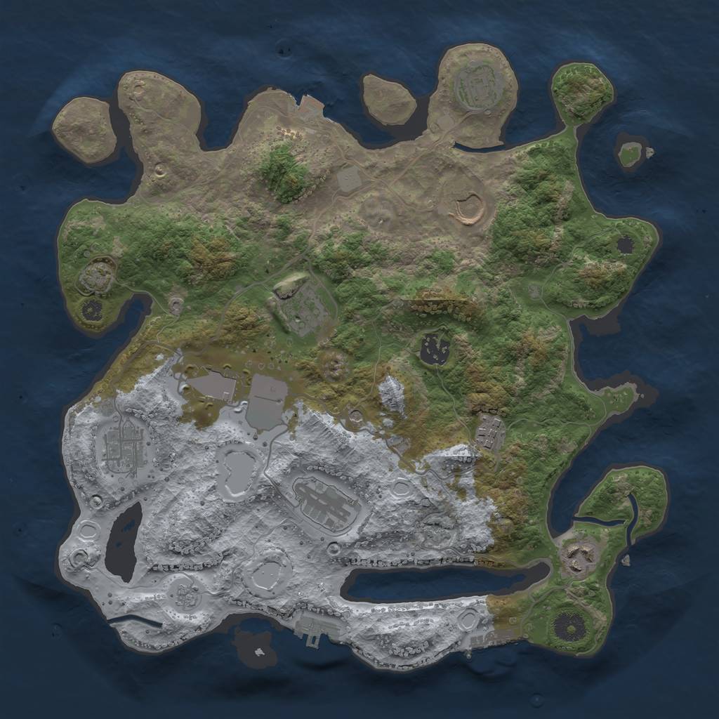 Rust Map: Procedural Map, Size: 3500, Seed: 15141785, 17 Monuments