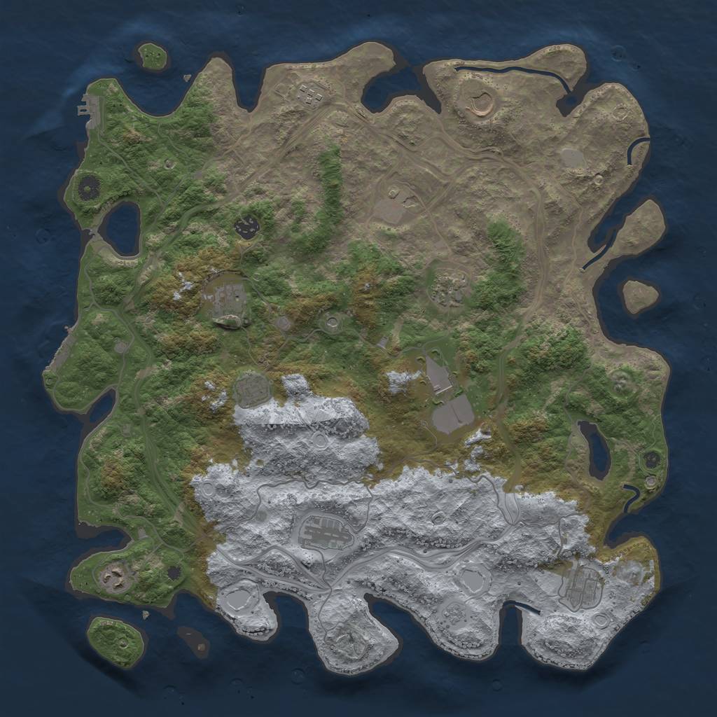 Rust Map: Procedural Map, Size: 4500, Seed: 1754648225, 20 Monuments