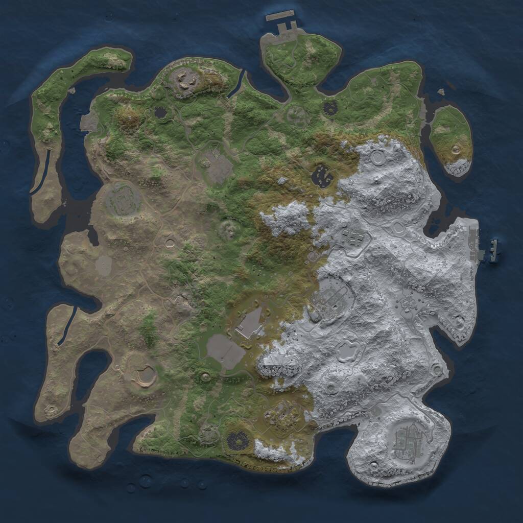 Rust Map: Procedural Map, Size: 3700, Seed: 560912766, 16 Monuments