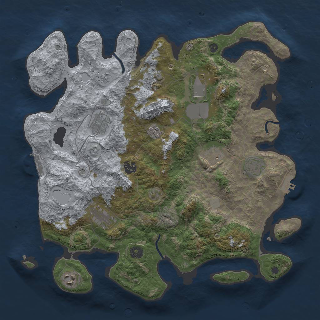 Rust Map: Procedural Map, Size: 3700, Seed: 836872925, 18 Monuments