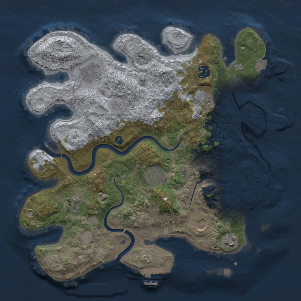 Rust Map: Procedural Map, Size: 3500, Seed: 349827979, 14 Monuments