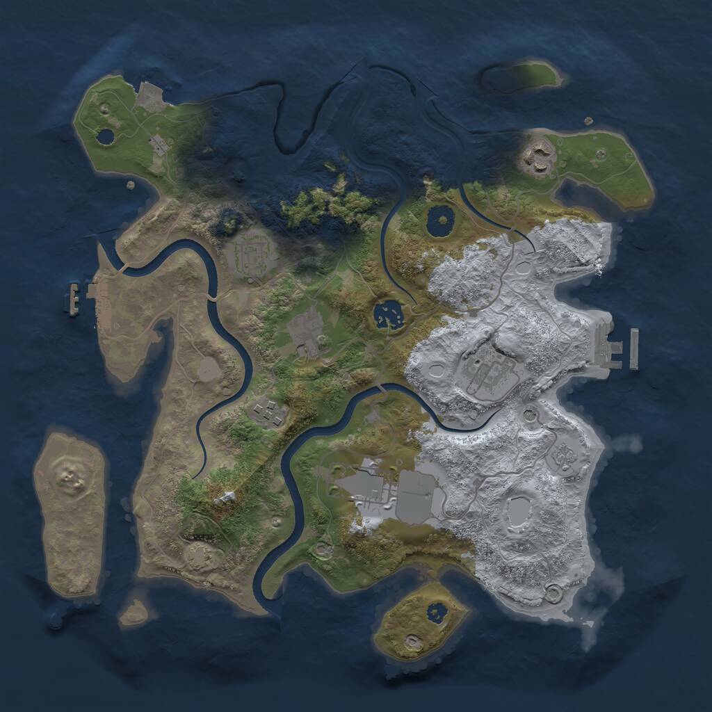 Rust Map: Procedural Map, Size: 3500, Seed: 341612398, 13 Monuments