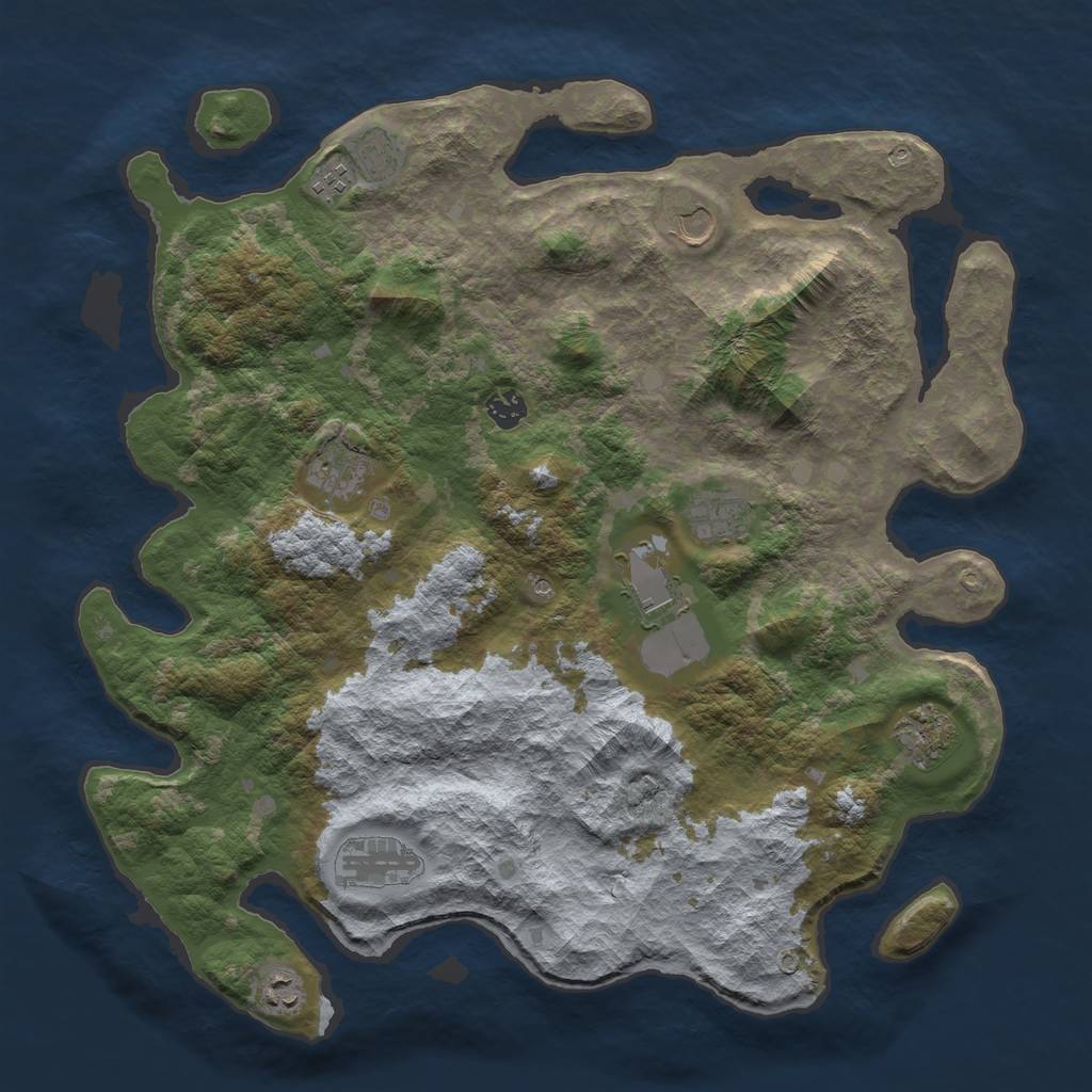 Rust Map: Barren, Size: 4250, Seed: 1483117433, 13 Monuments