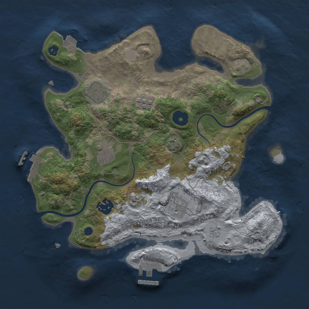 Rust Map: Procedural Map, Size: 3000, Seed: 971002467, 10 Monuments