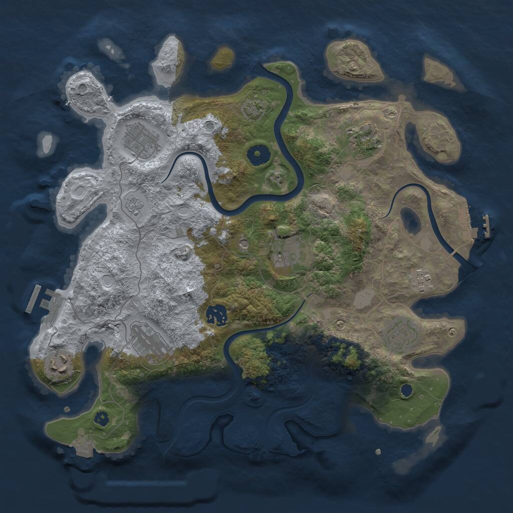 Rust Map: Procedural Map, Size: 3500, Seed: 85067924, 14 Monuments