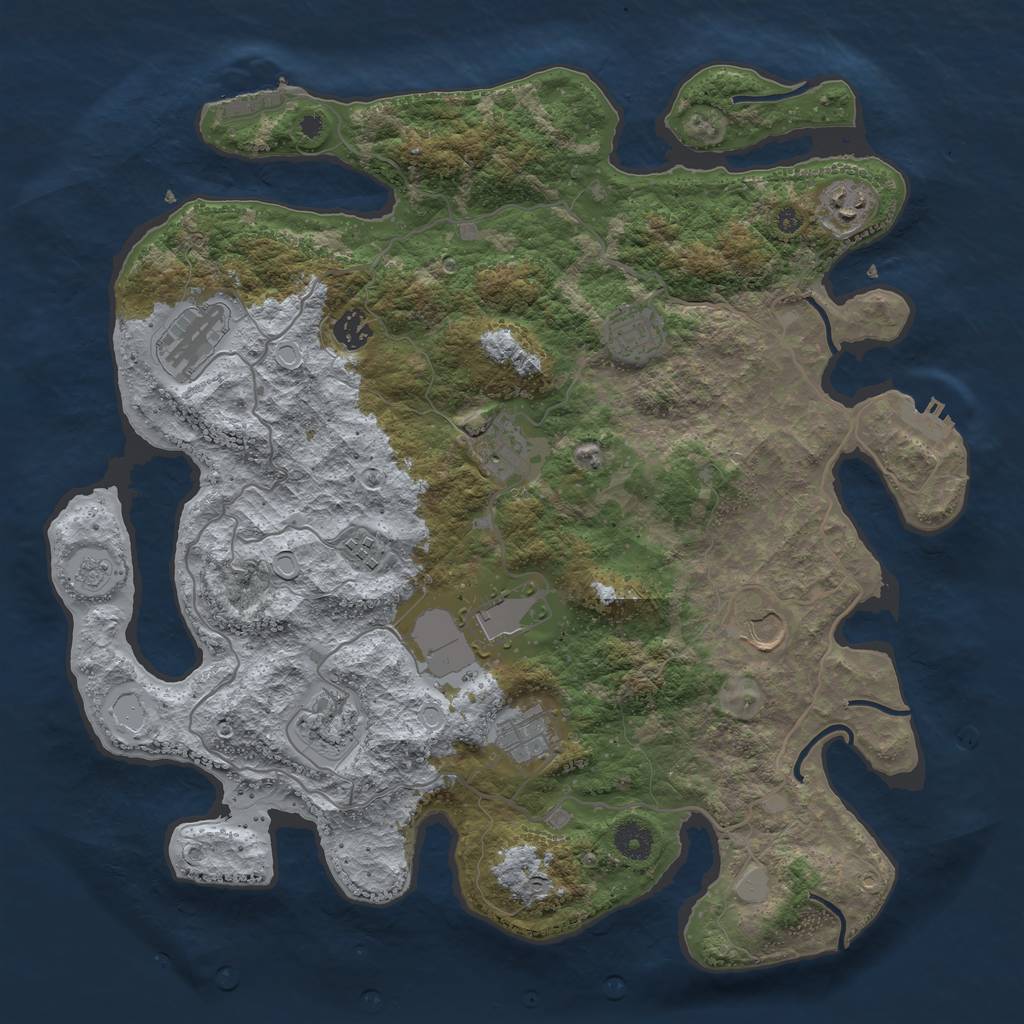 Rust Map: Procedural Map, Size: 4000, Seed: 1350883114, 18 Monuments