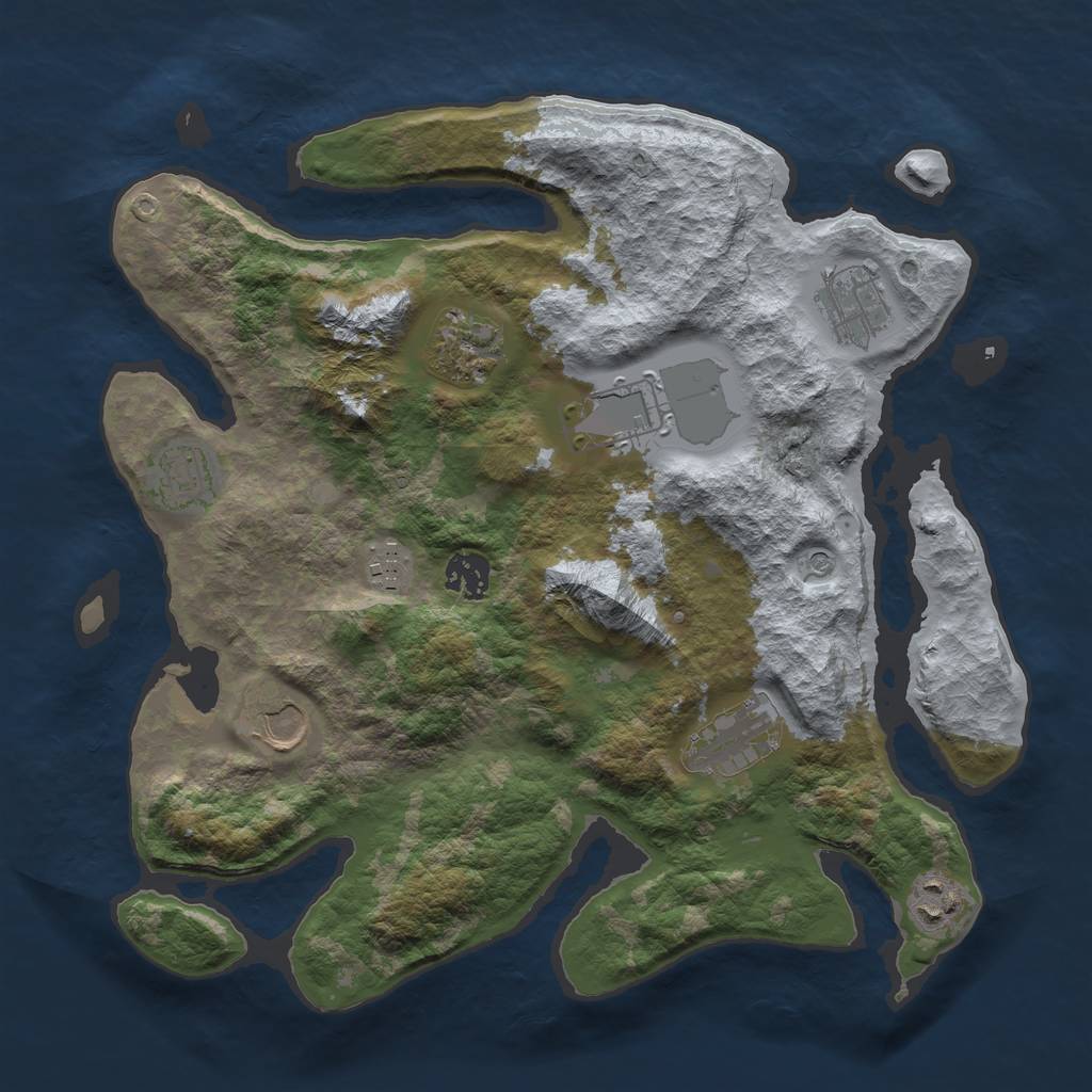 Rust Map: Barren, Size: 3500, Seed: 1788400985, 12 Monuments