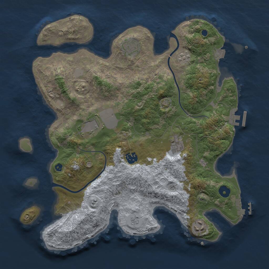 Rust Map: Procedural Map, Size: 3500, Seed: 1879151, 12 Monuments