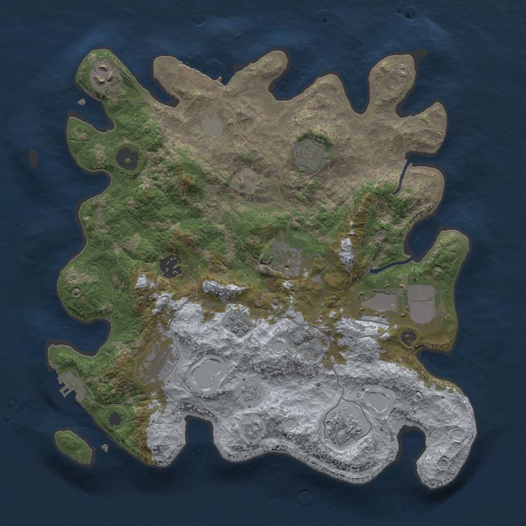 Rust Map: Procedural Map, Size: 3500, Seed: 71587960, 16 Monuments