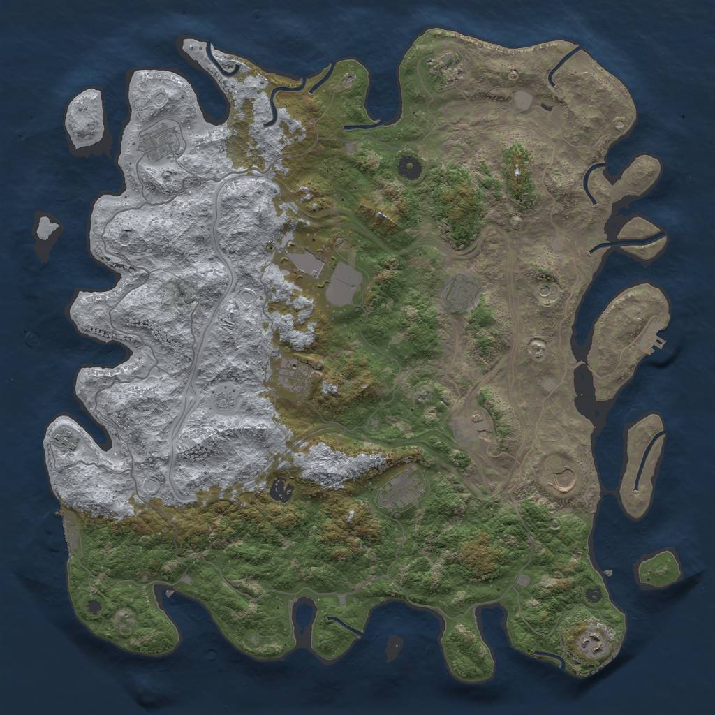 Rust Map: Procedural Map, Size: 4500, Seed: 46854123, 20 Monuments