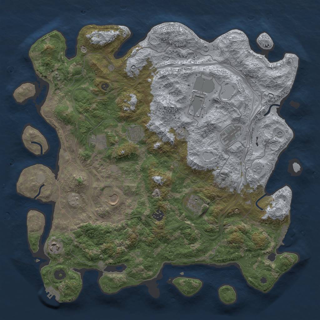 Rust Map: Procedural Map, Size: 4250, Seed: 2090871424, 18 Monuments