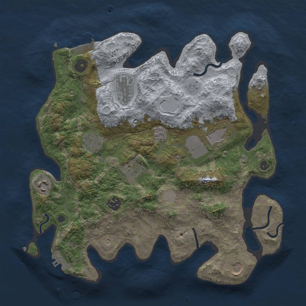 Rust Map: Procedural Map, Size: 3500, Seed: 74287834, 17 Monuments