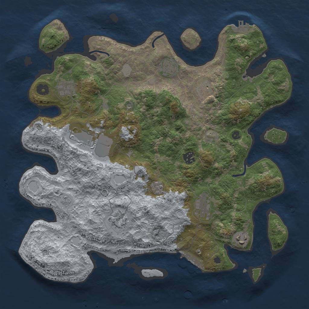 Rust Map: Procedural Map, Size: 3800, Seed: 7492780, 18 Monuments