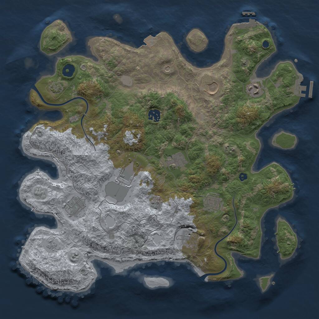 Rust Map: Procedural Map, Size: 3800, Seed: 7492780, 15 Monuments