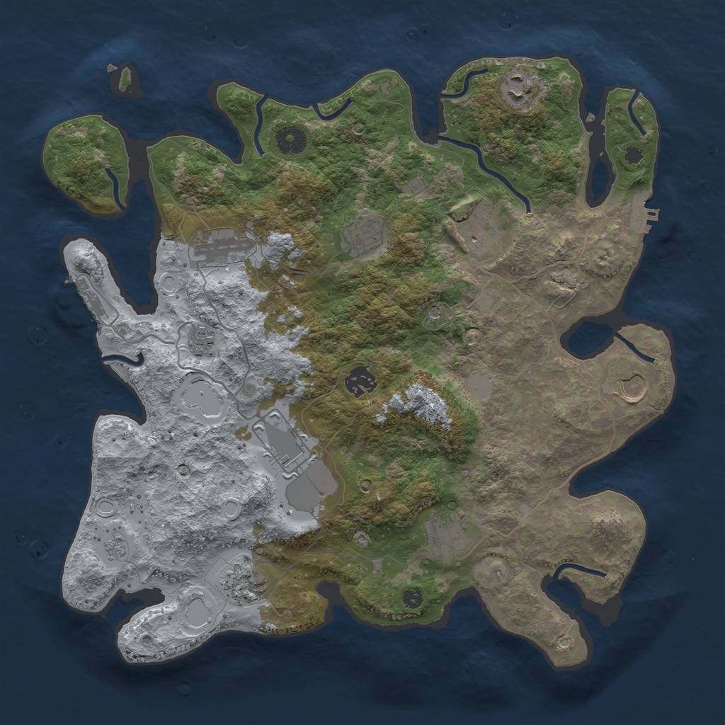 Rust Map: Procedural Map, Size: 3700, Seed: 42238378, 19 Monuments