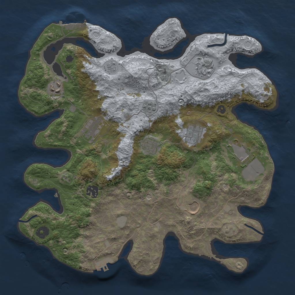 Rust Map: Procedural Map, Size: 3500, Seed: 57869260, 18 Monuments