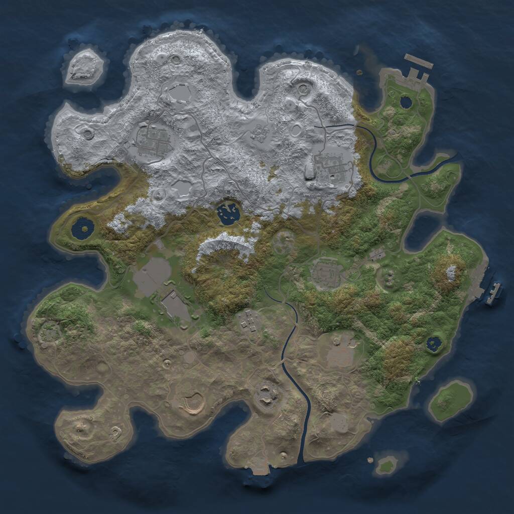 Rust Map: Procedural Map, Size: 3500, Seed: 21582727, 15 Monuments