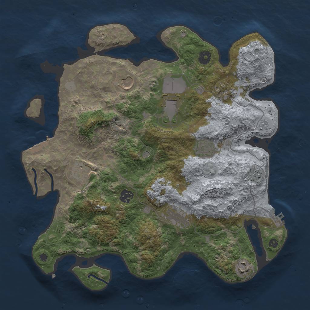 Rust Map: Procedural Map, Size: 3500, Seed: 48714021, 18 Monuments