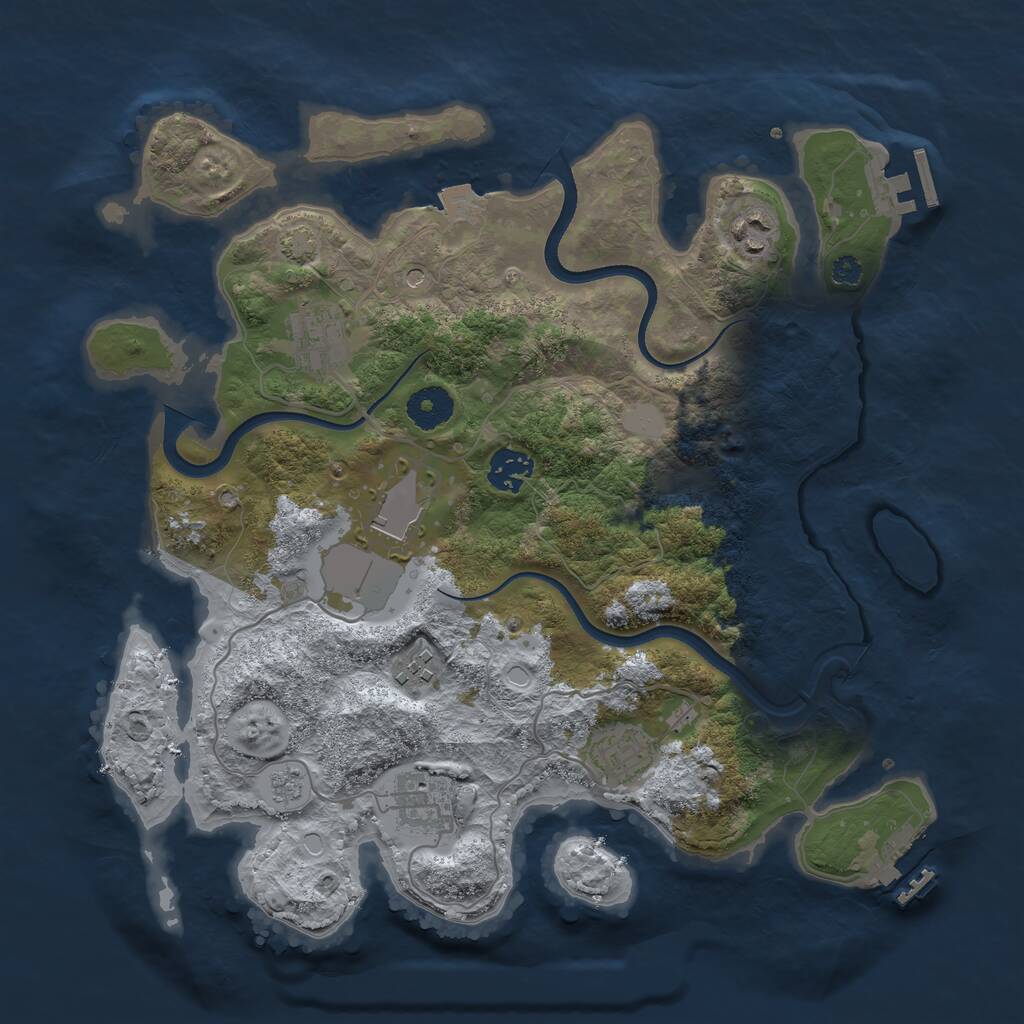 Rust Map: Procedural Map, Size: 3500, Seed: 79891833, 13 Monuments