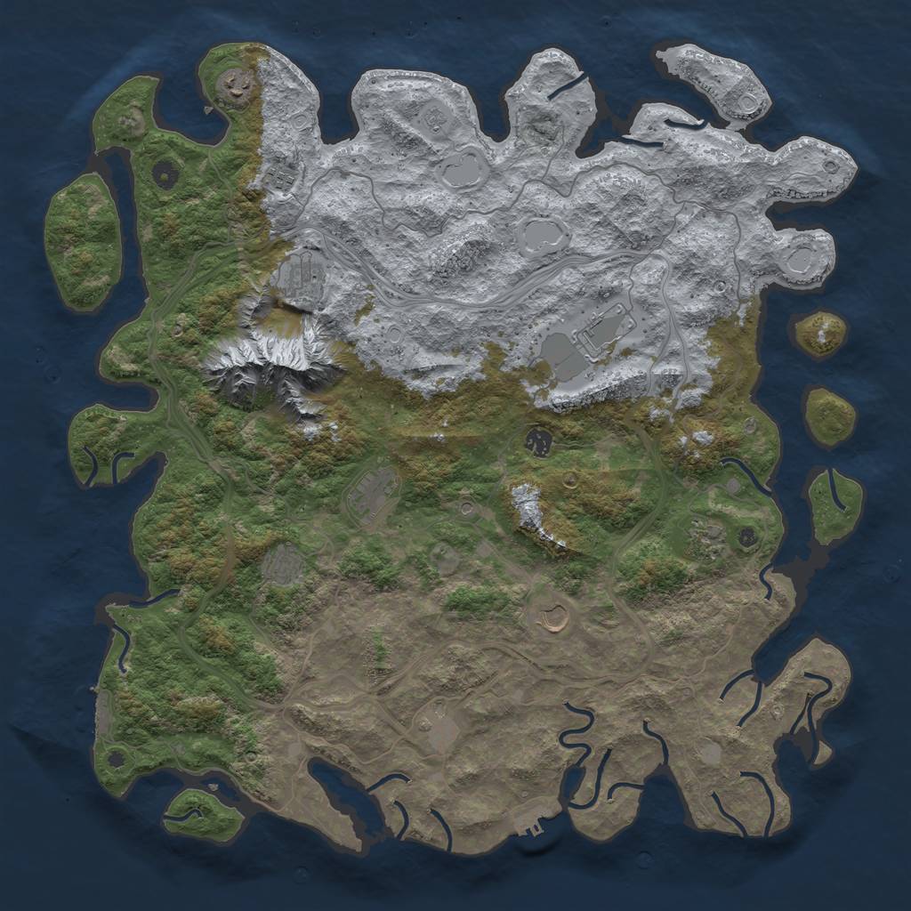Rust Map: Procedural Map, Size: 5000, Seed: 1997, 19 Monuments