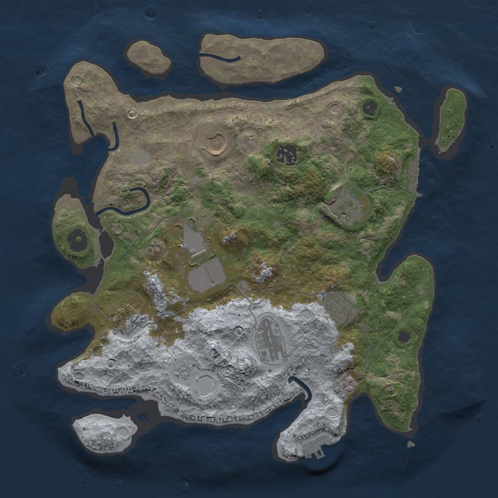 Rust Map: Procedural Map, Size: 3500, Seed: 861874961, 17 Monuments