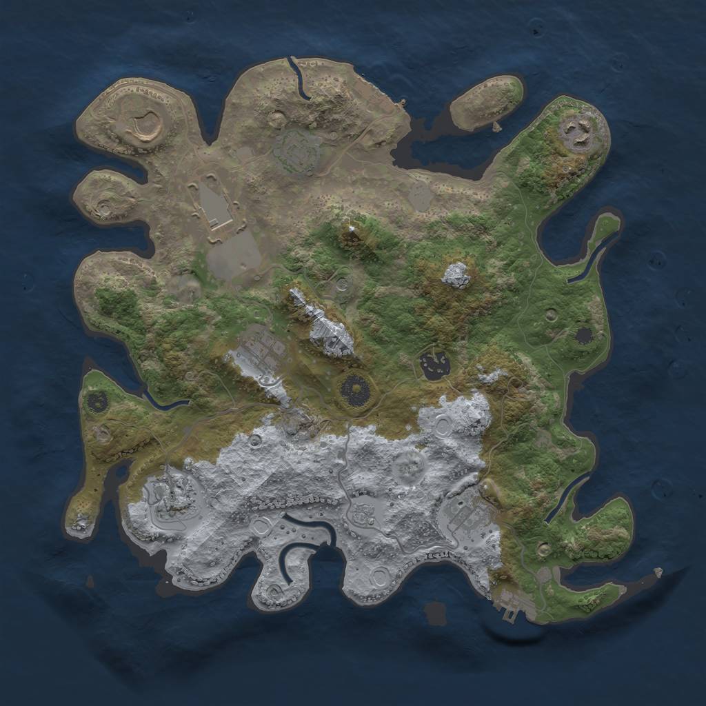 Rust Map: Procedural Map, Size: 3500, Seed: 69795354, 17 Monuments