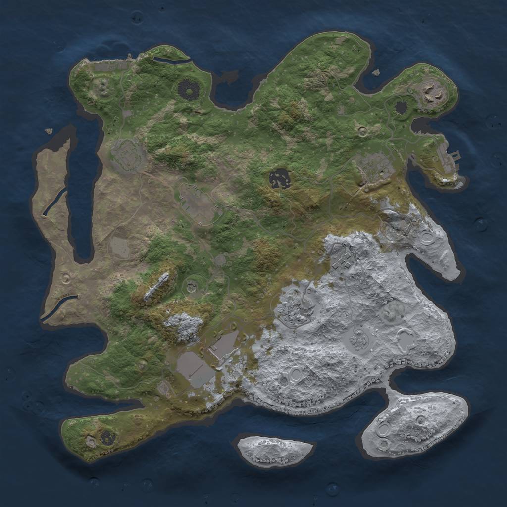 Rust Map: Procedural Map, Size: 3500, Seed: 81342193, 17 Monuments