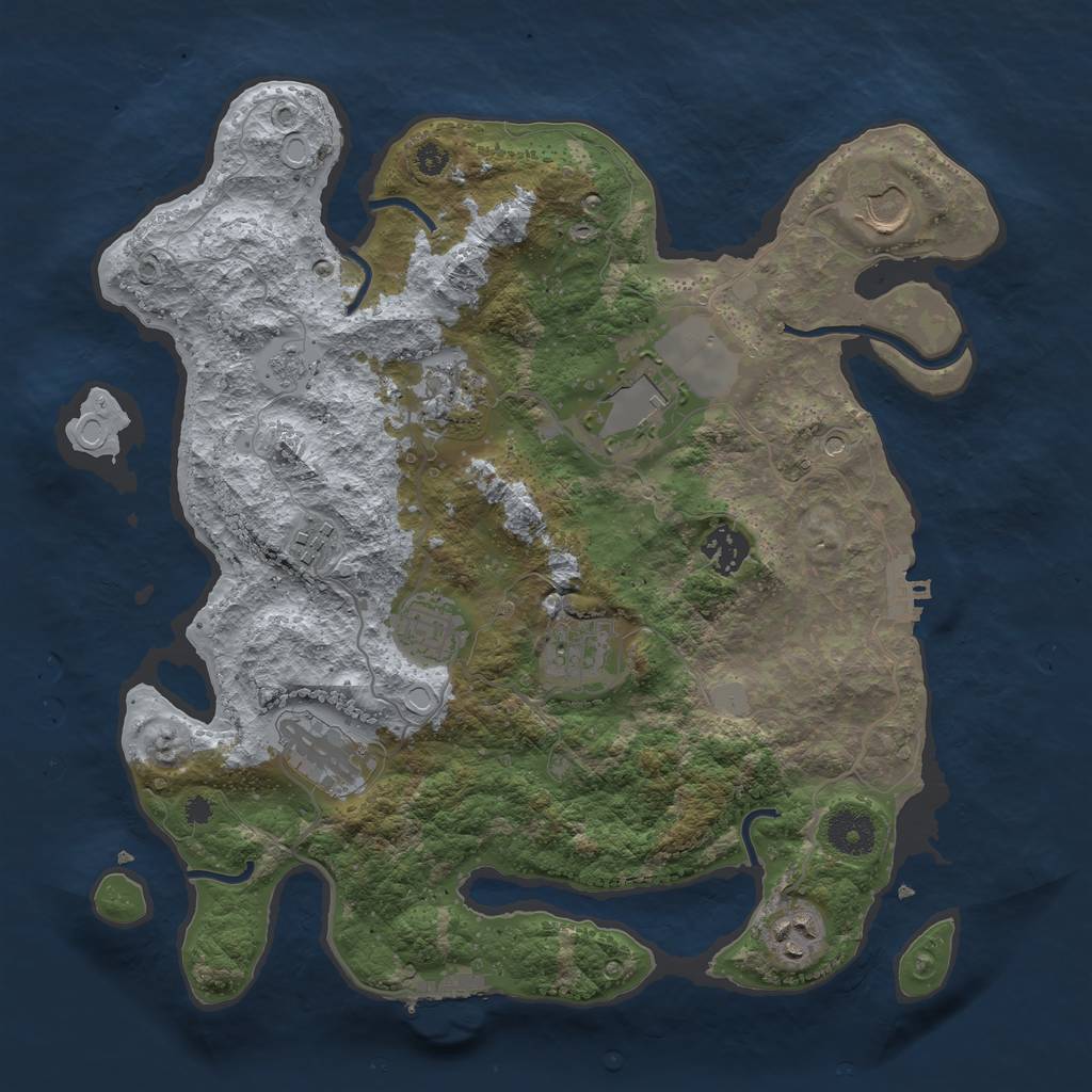 Rust Map: Procedural Map, Size: 3500, Seed: 43267419, 18 Monuments