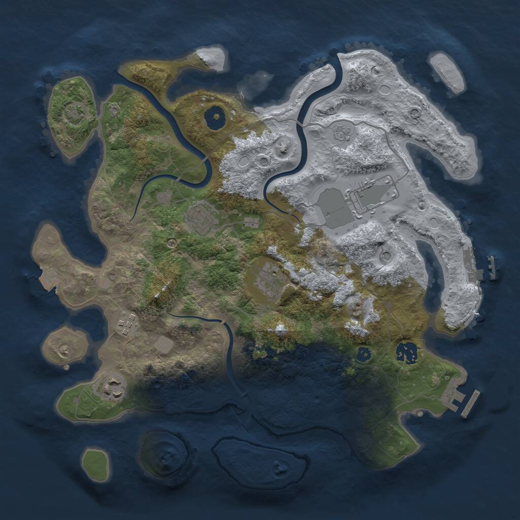 Rust Map: Procedural Map, Size: 3500, Seed: 7692, 12 Monuments