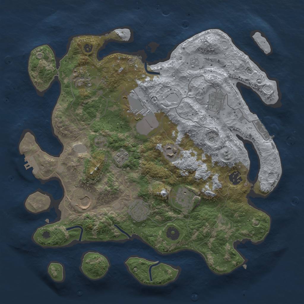 Rust Map: Procedural Map, Size: 3500, Seed: 7692, 18 Monuments