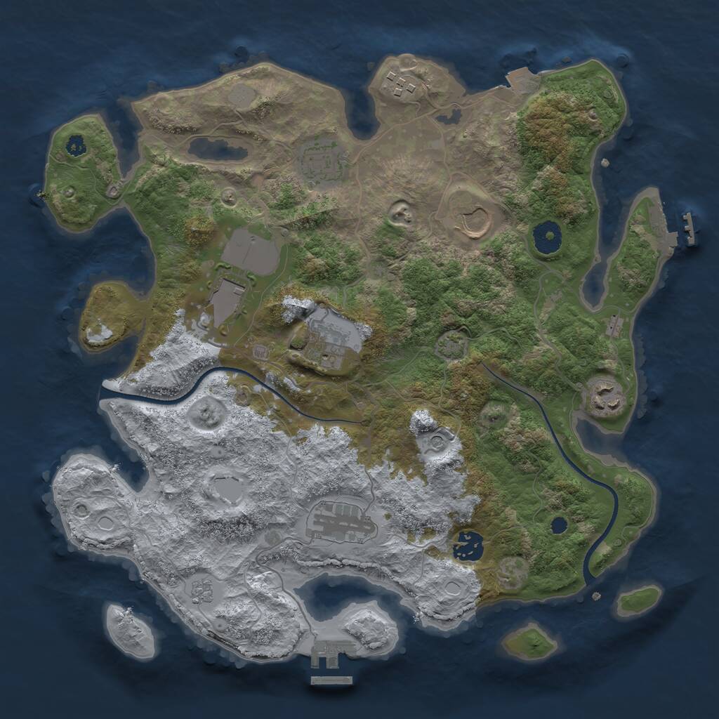 Rust Map: Procedural Map, Size: 3500, Seed: 97492697, 14 Monuments