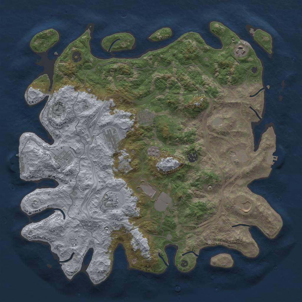 Rust Map: Procedural Map, Size: 4250, Seed: 1428126443, 19 Monuments