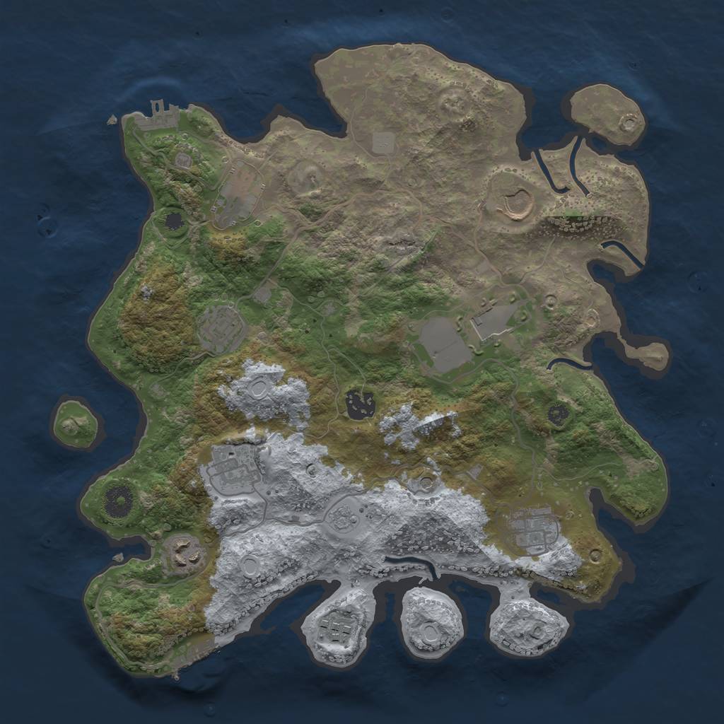 Rust Map: Procedural Map, Size: 3500, Seed: 78936041, 18 Monuments