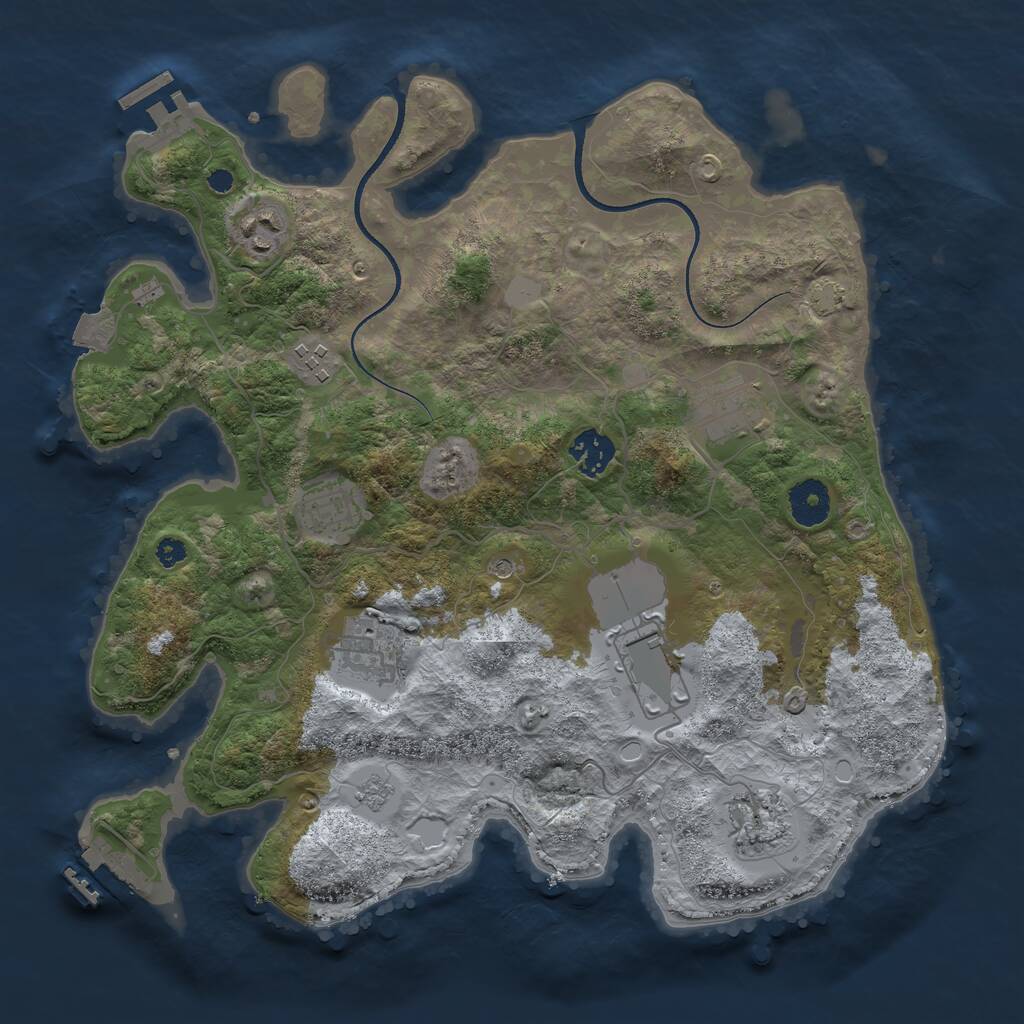 Rust Map: Procedural Map, Size: 3500, Seed: 11689954, 14 Monuments