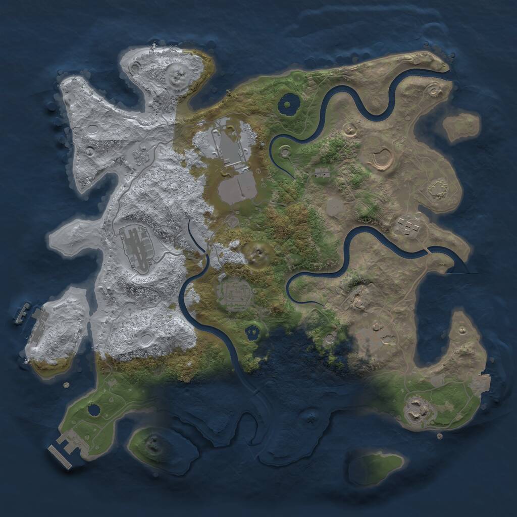 Rust Map: Procedural Map, Size: 3500, Seed: 1876153613, 13 Monuments