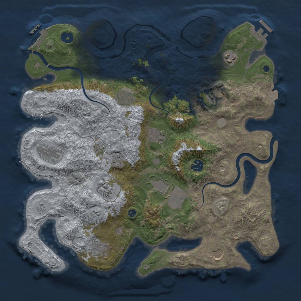 Rust Map: Procedural Map, Size: 3750, Seed: 52901144, 17 Monuments