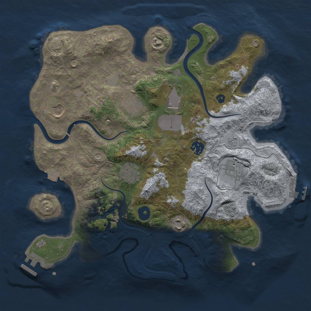 Rust Map: Procedural Map, Size: 3500, Seed: 18507107, 14 Monuments