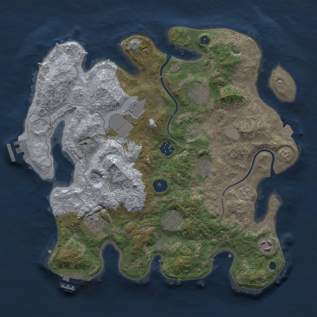 Rust Map: Procedural Map, Size: 3500, Seed: 62253617, 14 Monuments