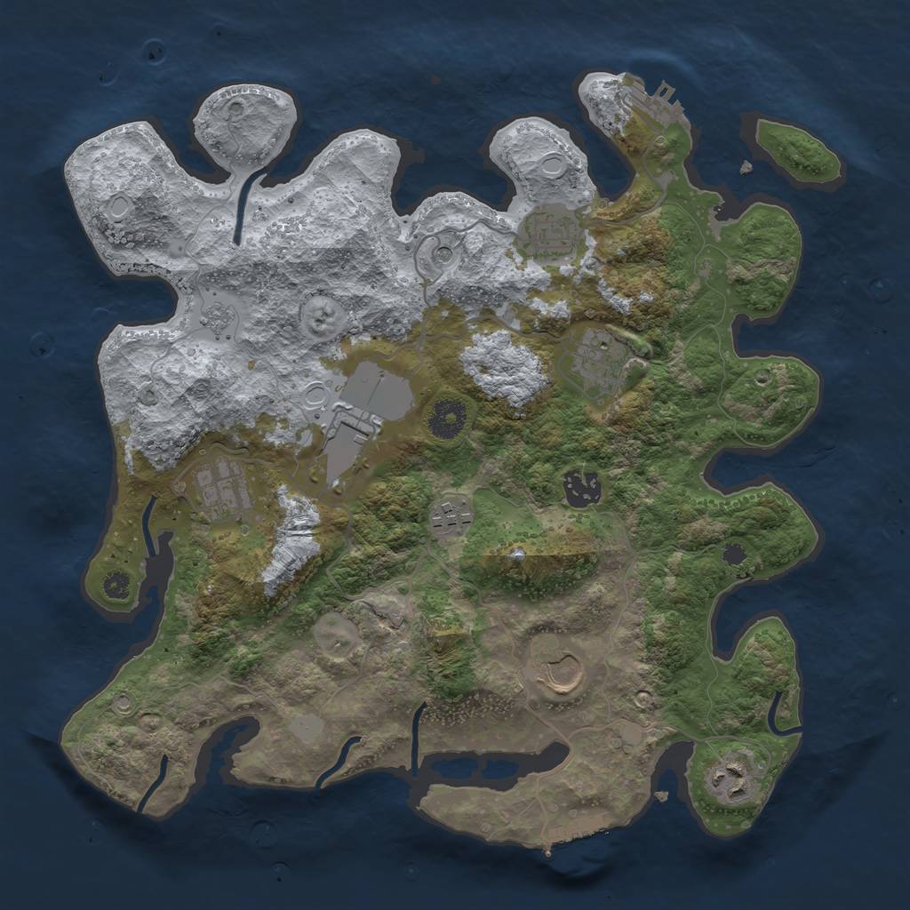 Rust Map: Procedural Map, Size: 3500, Seed: 62135873, 17 Monuments