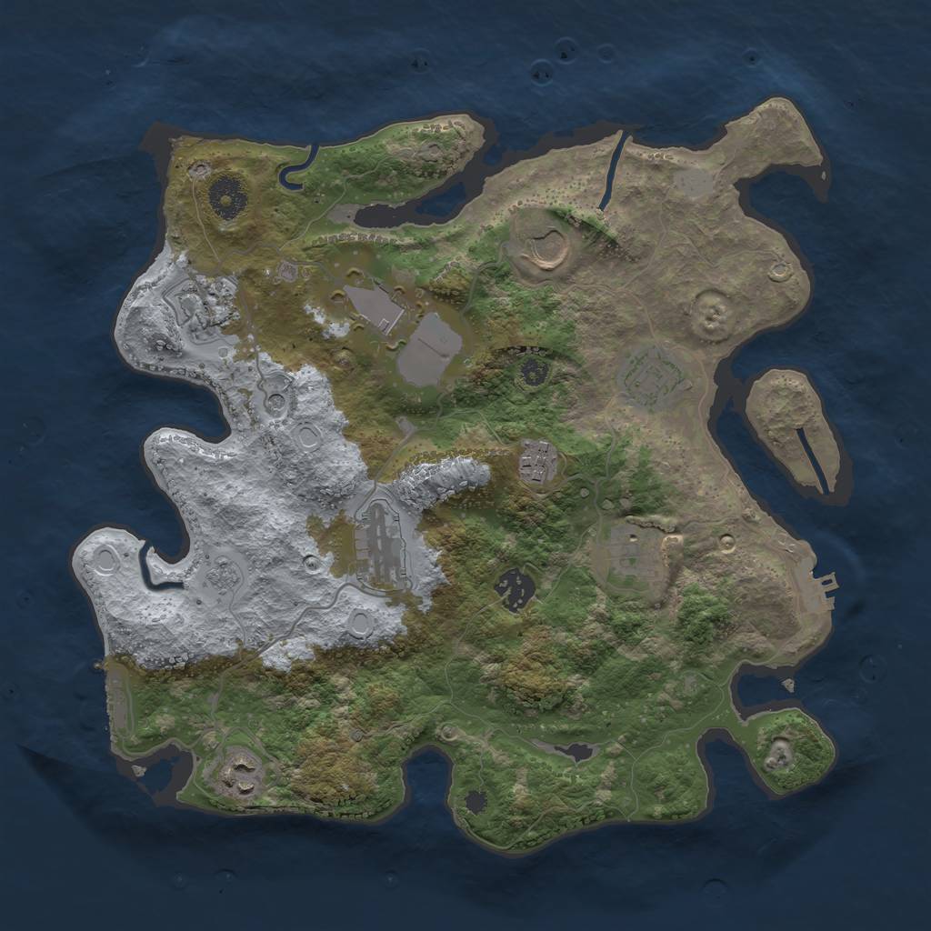 Rust Map: Procedural Map, Size: 3500, Seed: 46896419, 18 Monuments