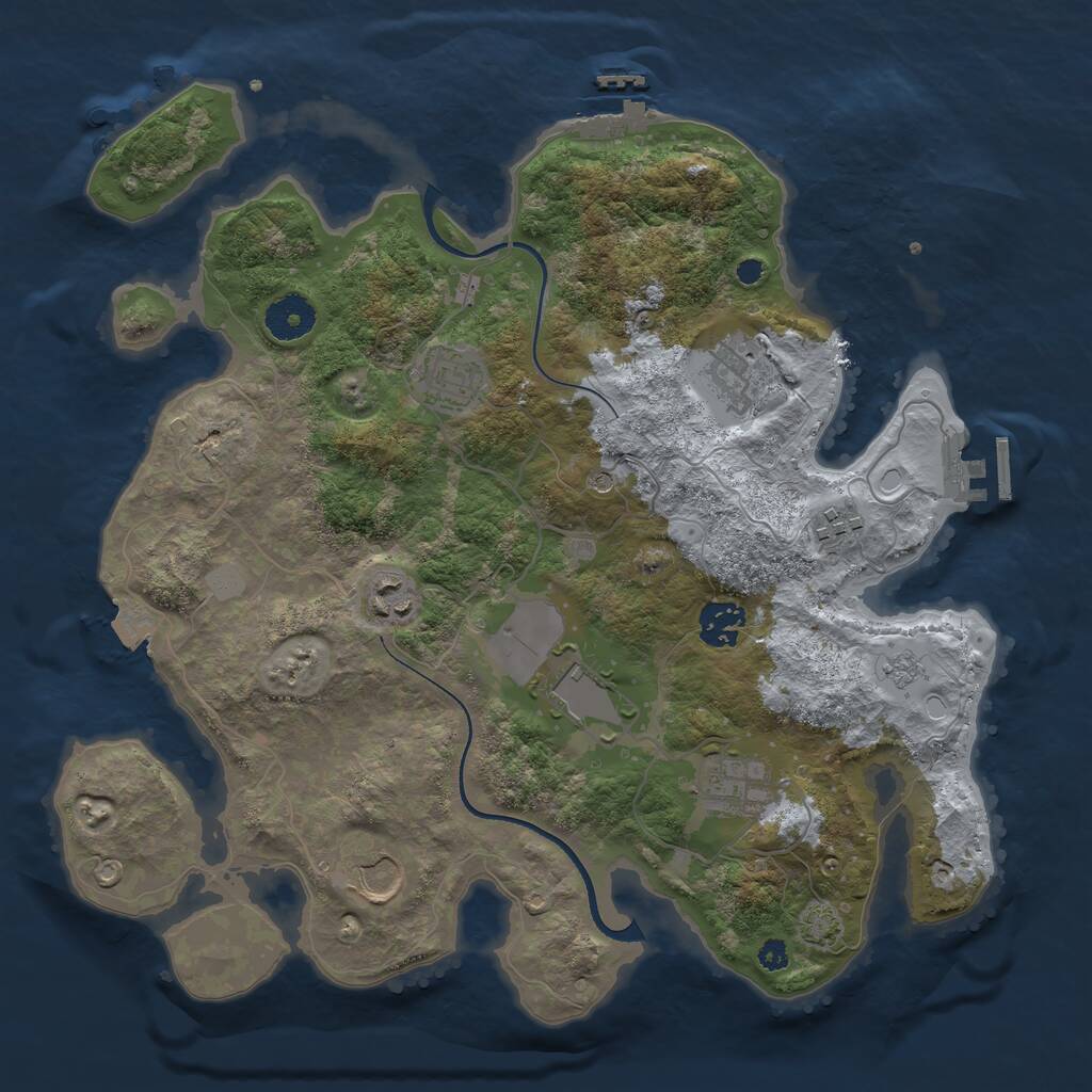 Rust Map: Procedural Map, Size: 3500, Seed: 22657896, 14 Monuments